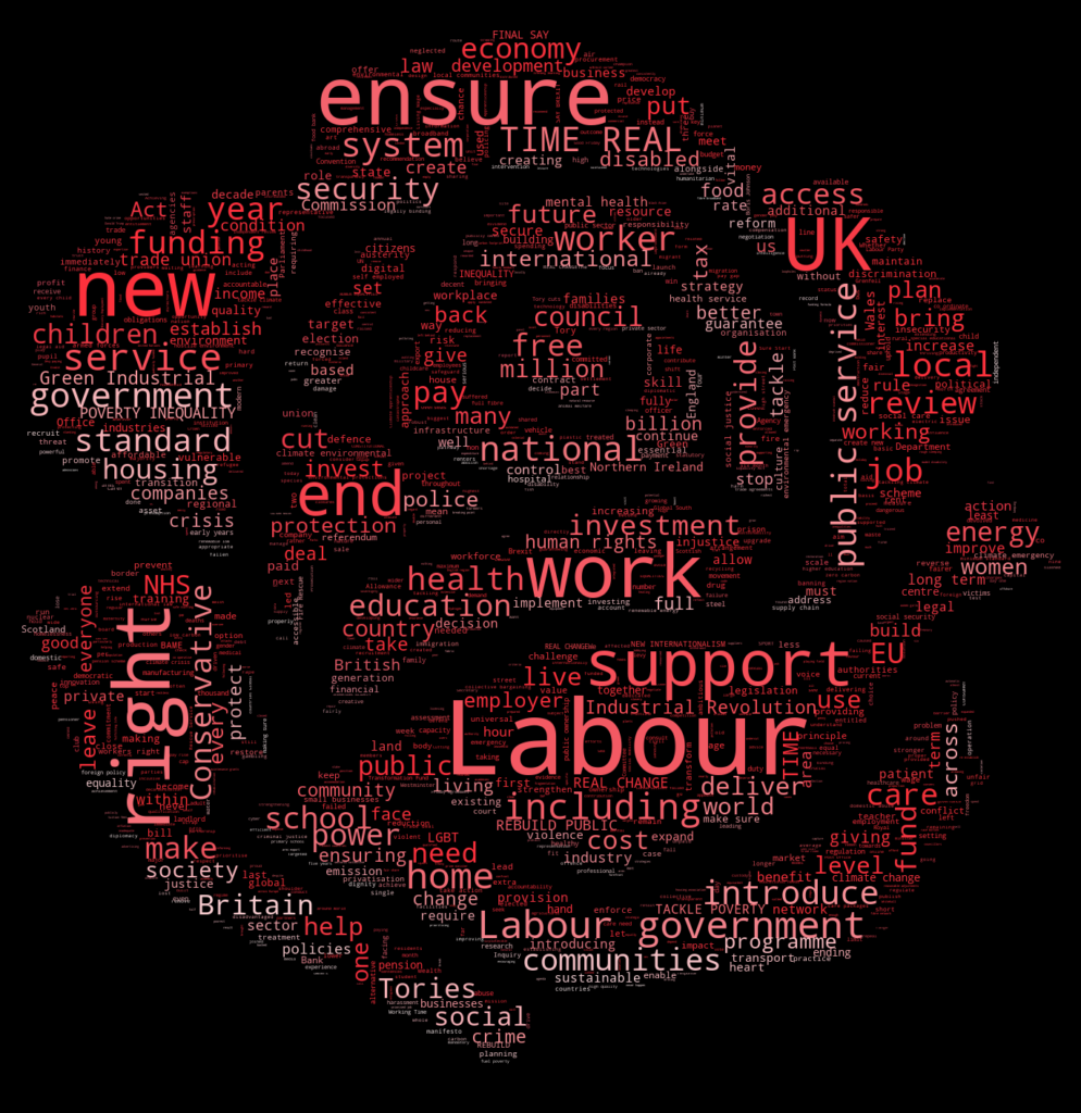 Labour 2019 manifesto word cloud
