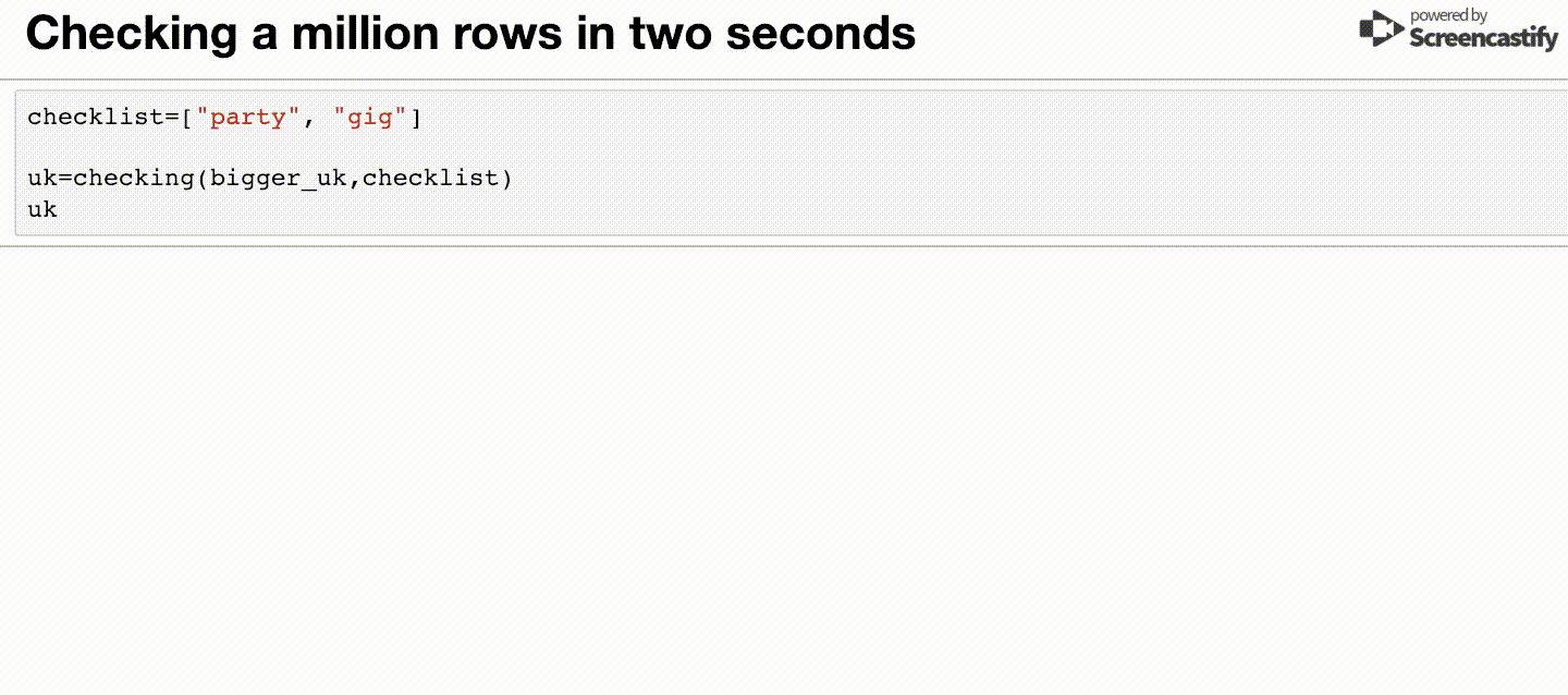 Checking a million rows in two seconds